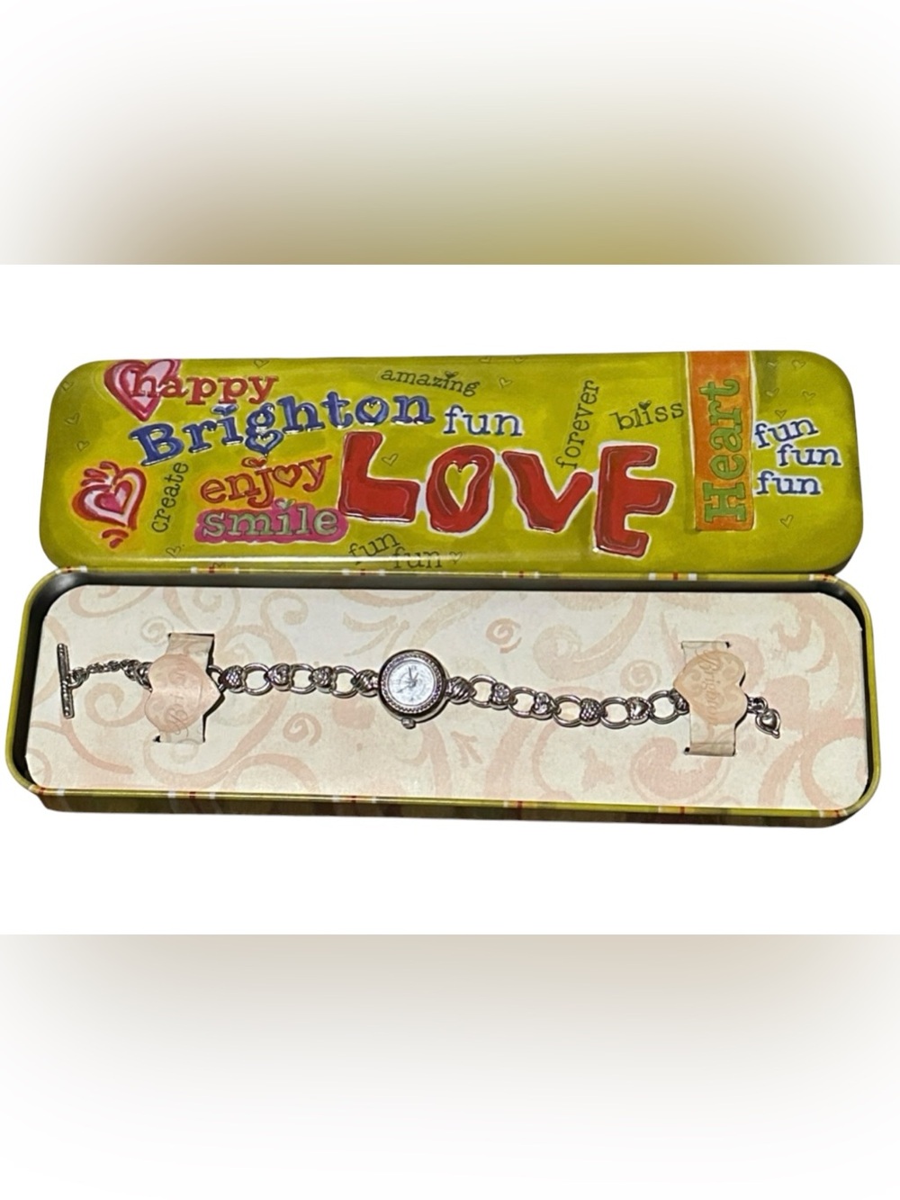 Brighton Vintage Silver Heart & Floral Link Bracelet Watch - New Battery - Picture 3 of 15